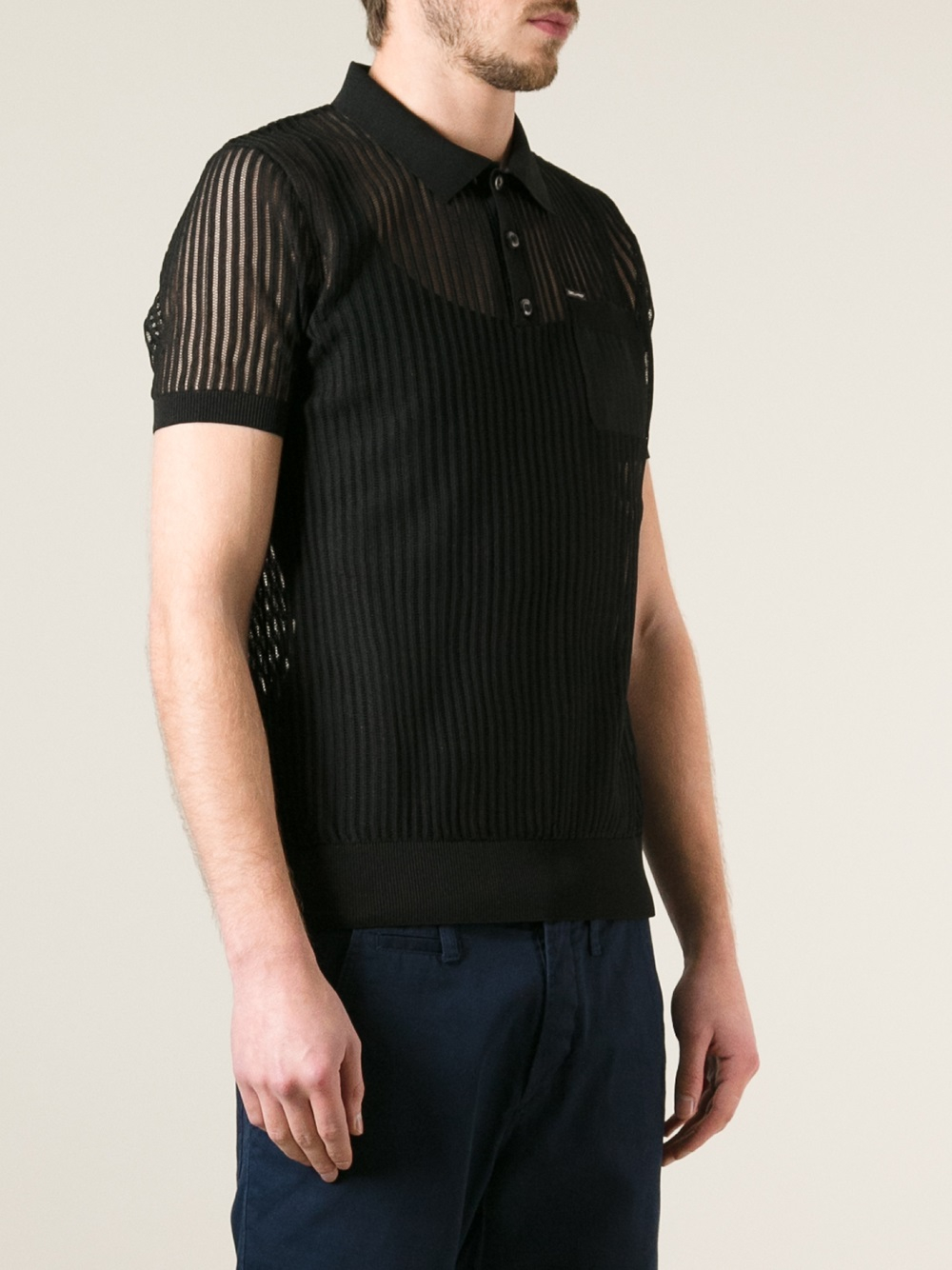 ribbed polo shirt men