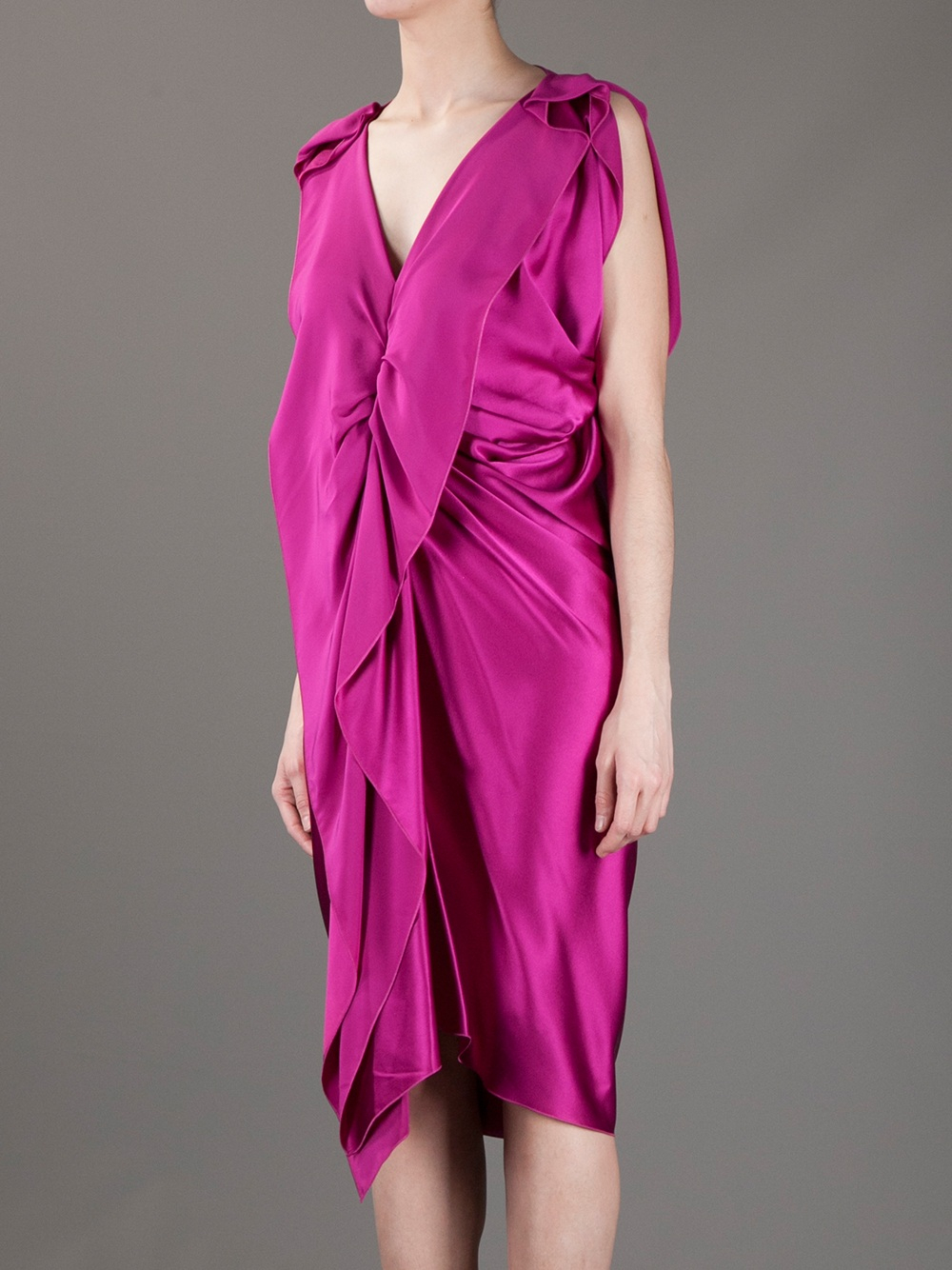 Lyst - Lanvin Draped Dress in Pink
