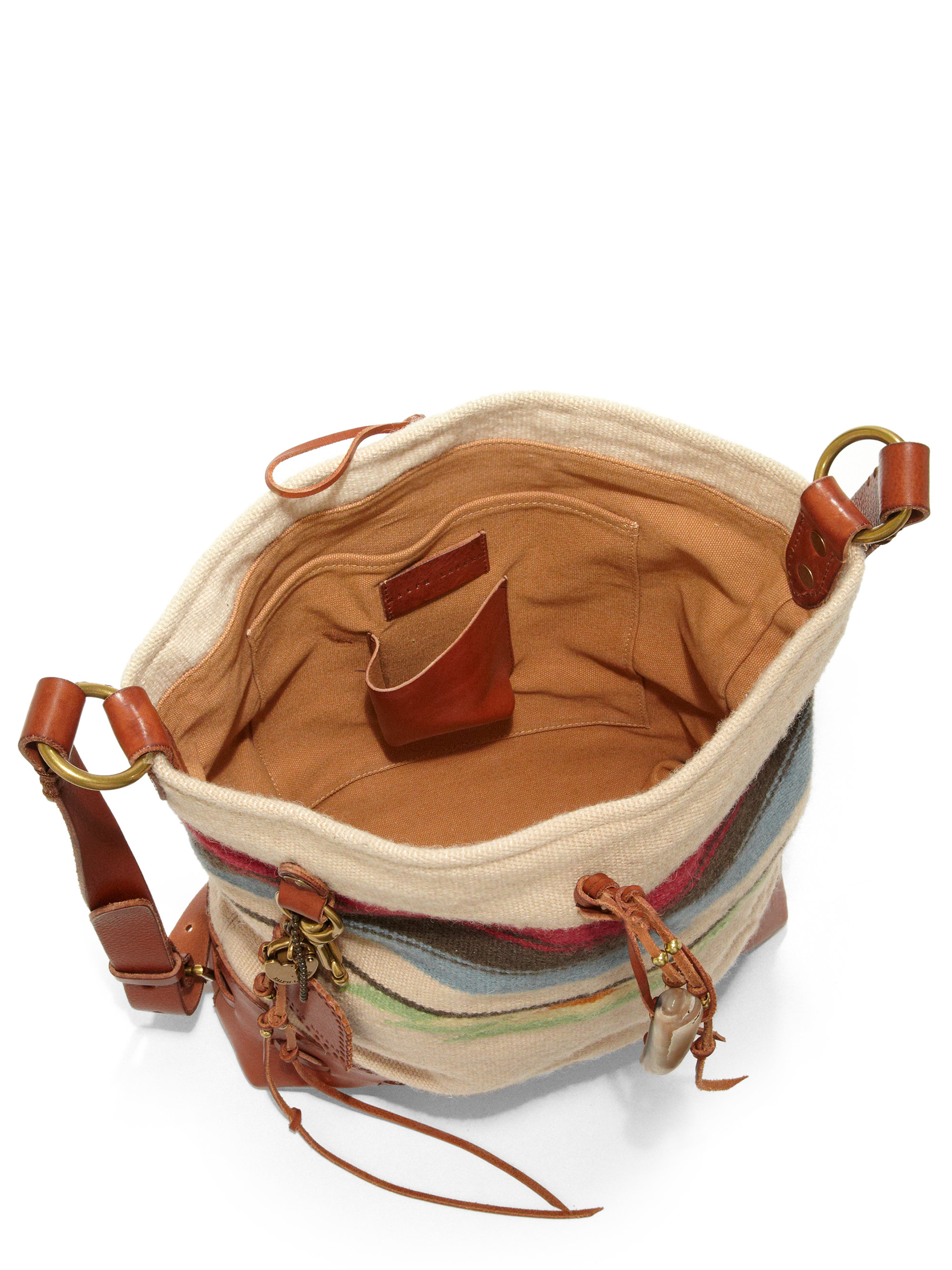 Lyst Ralph Lauren Collection Leathertrimmed Woven Blanket Hobo Bag