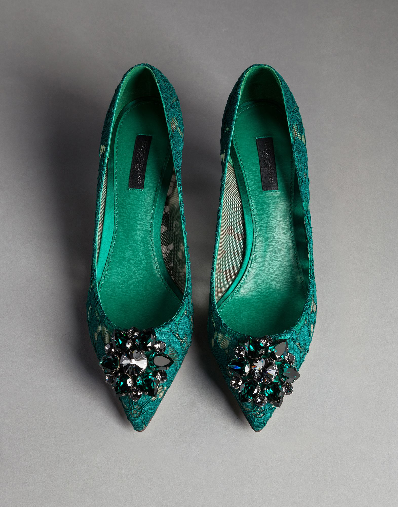 Dolce & Gabbana Bellucci Embellished Lace Pumps in Green - Lyst