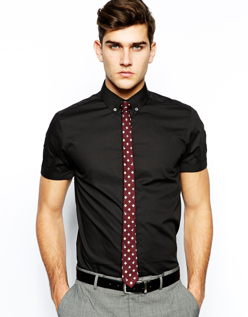 Asos Smart Shirt in Short Sleeve with Button Down Collar in Cotton in ...
