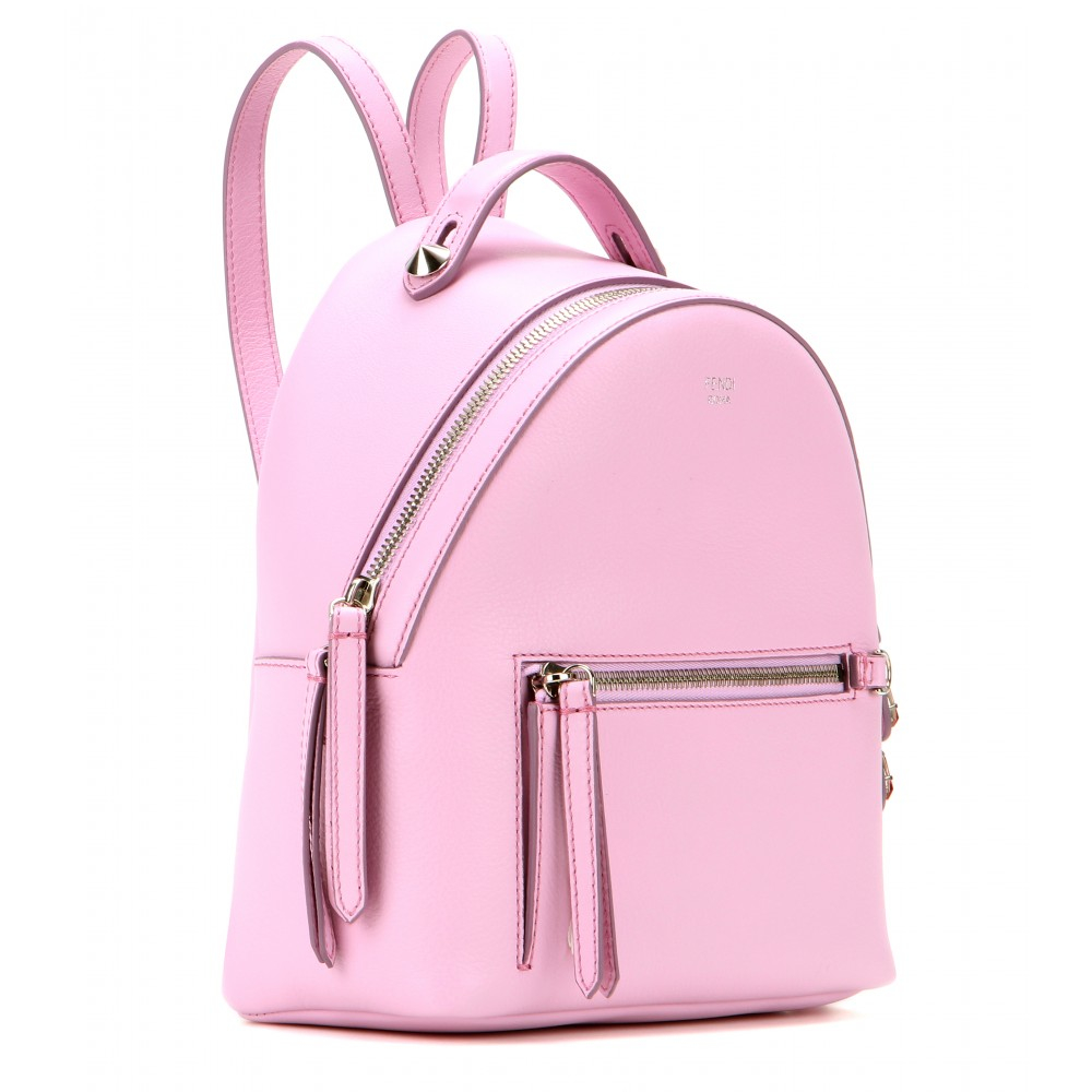 Fendi Embellished Leather Backpack in Pink | Lyst