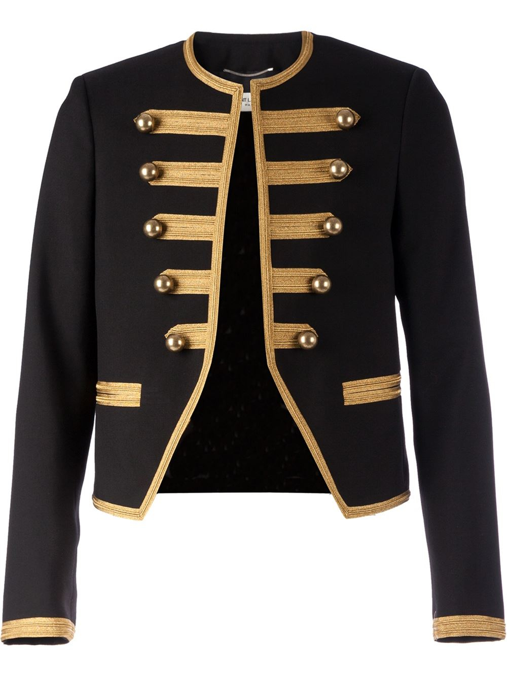 Lyst - Saint Laurent Cropped Officer Jacket in Black for Men
