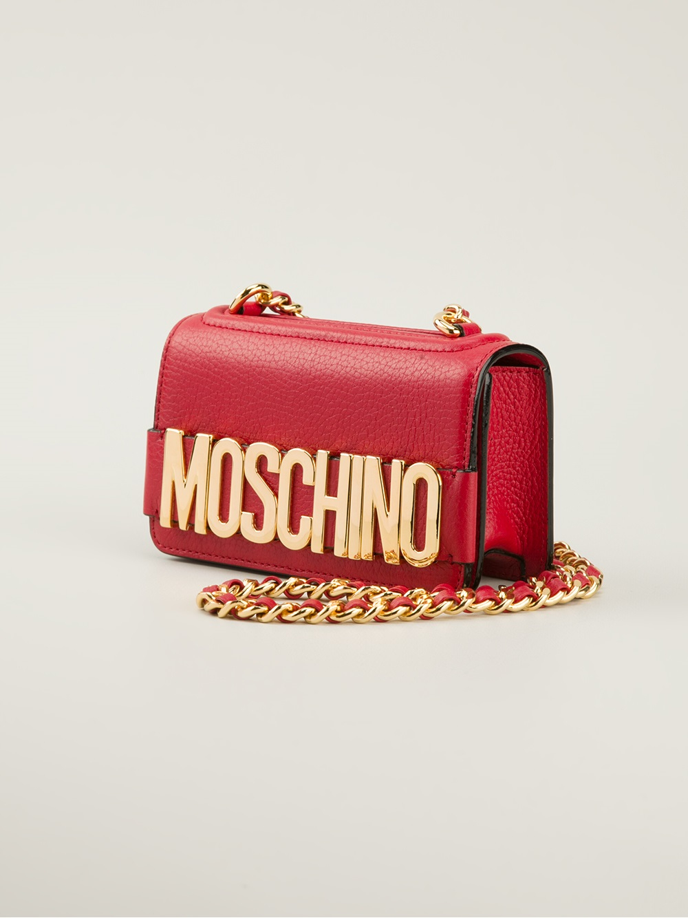 Lyst - Moschino Mini Logo Plaque Shoulder Bag in Red