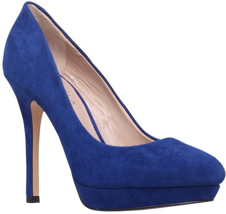 Carvela Atkins Suede Platform Court Shoes in Blue | Lyst