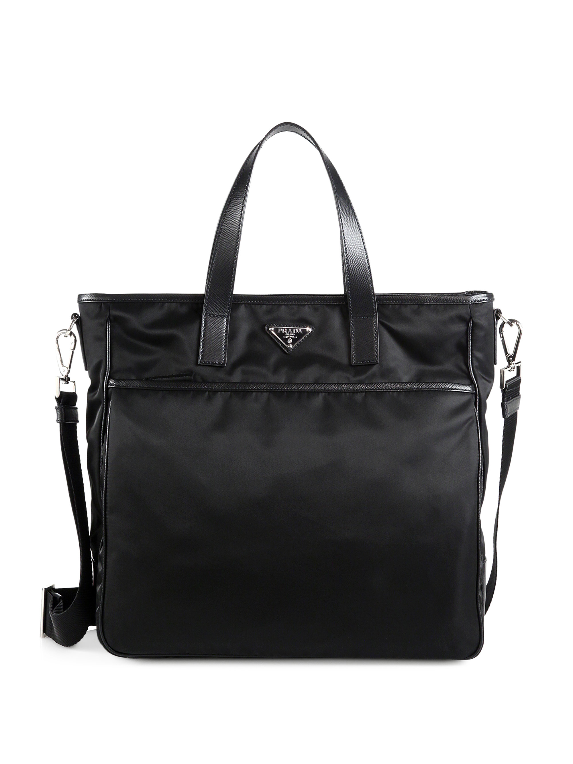 Prada Nylon Saffiano Computer Tote in Black for Men | Lyst