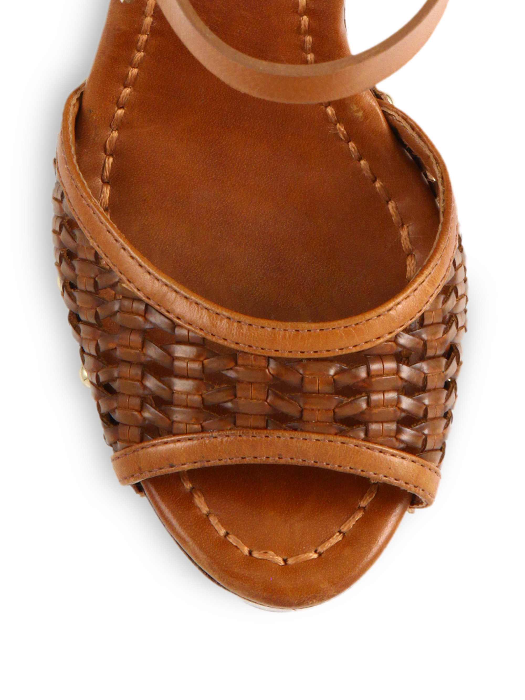 Lyst - Schutz Janice Woven Leather Platform Sandals in Brown