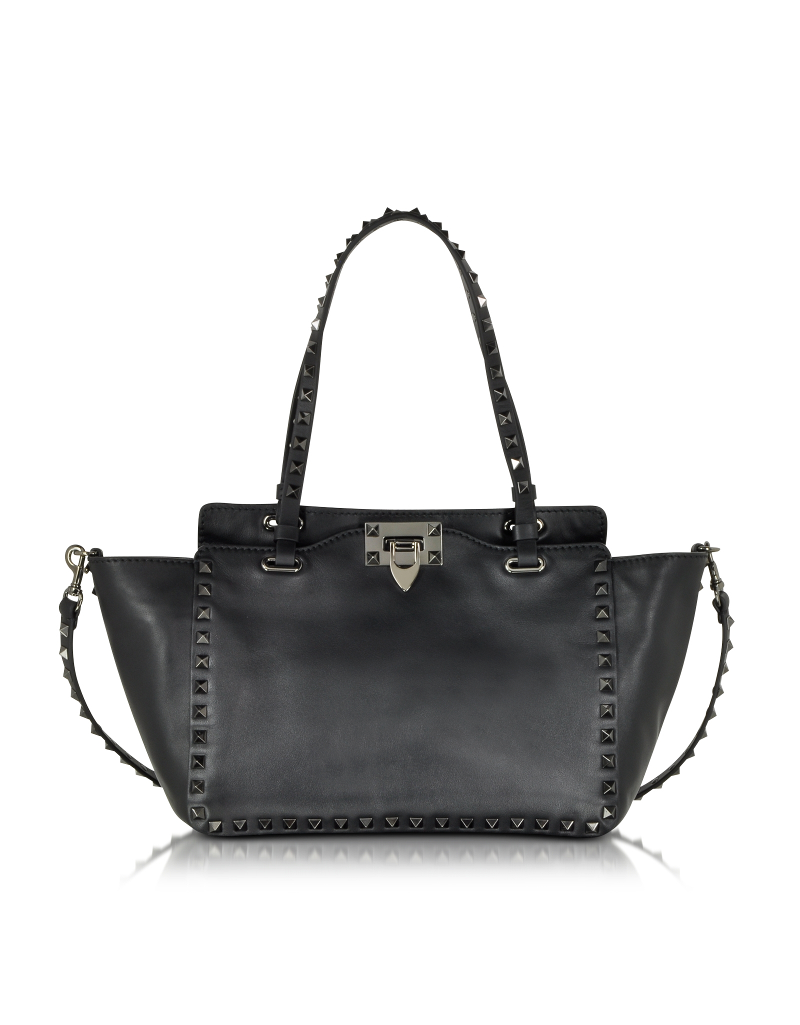 Lyst - Valentino Rockstud Noir Small Leather Tote in Black