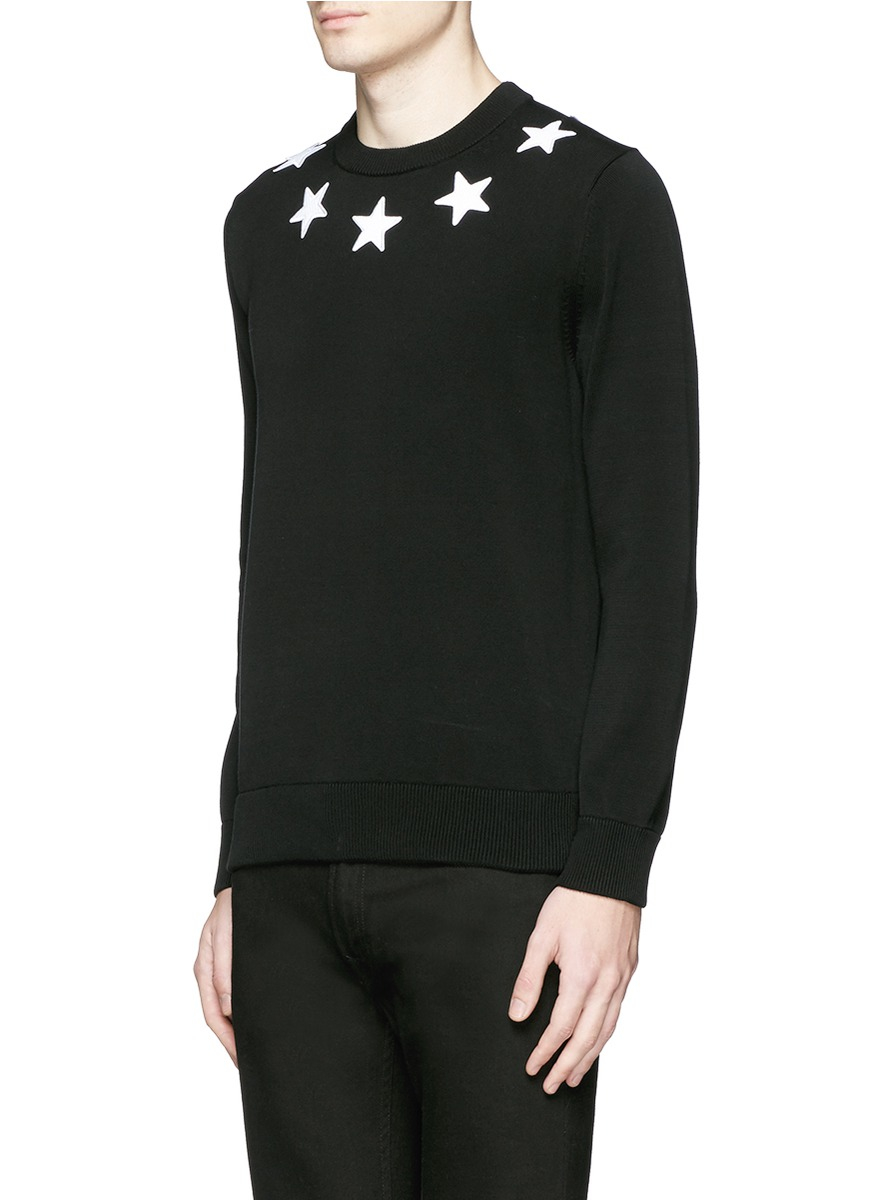 Givenchy Star Appliqué Cotton Sweater in Black for Men | Lyst