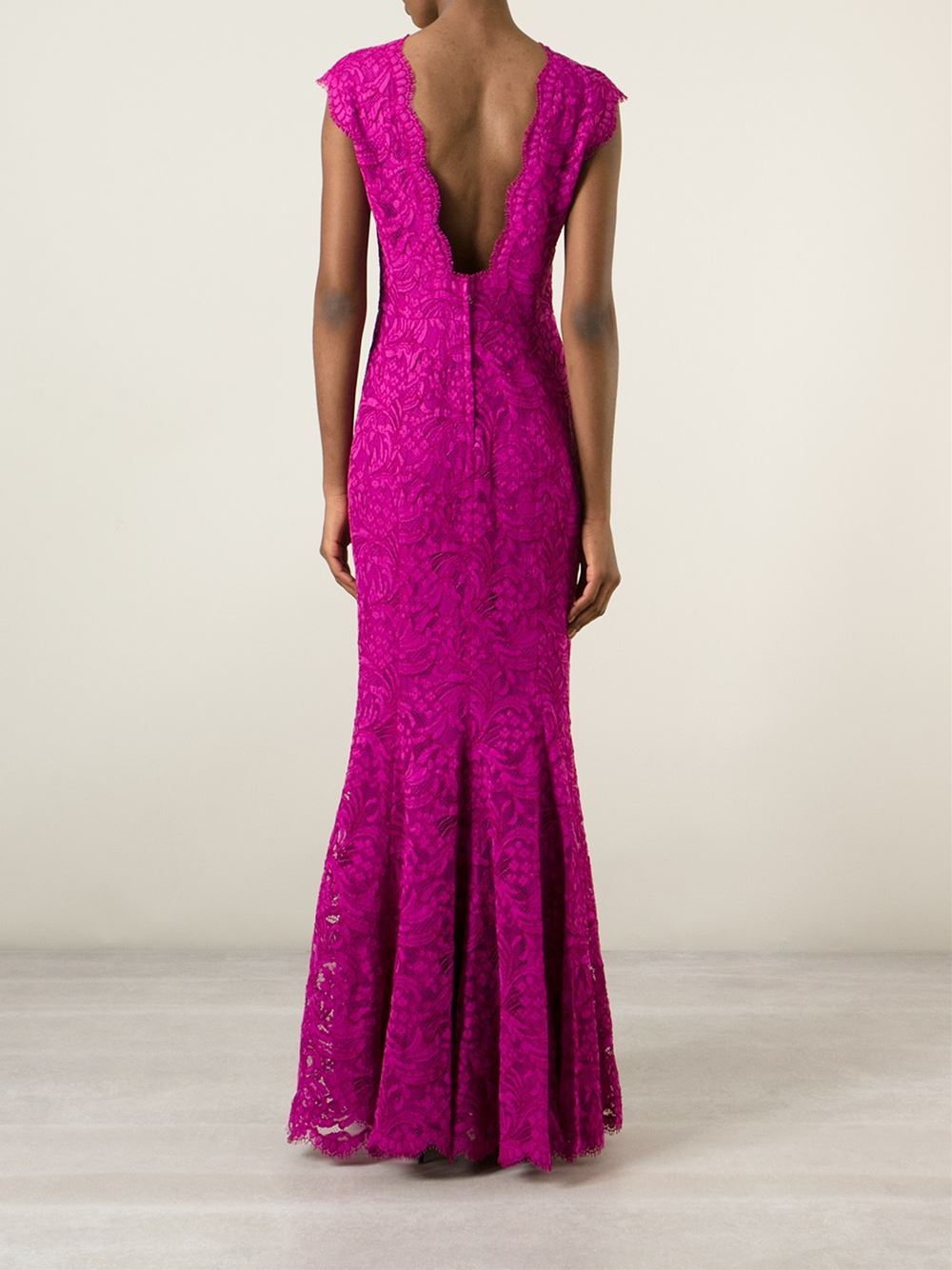 Dolce & Gabbana Pink Long Floral Lace Dress Lyst