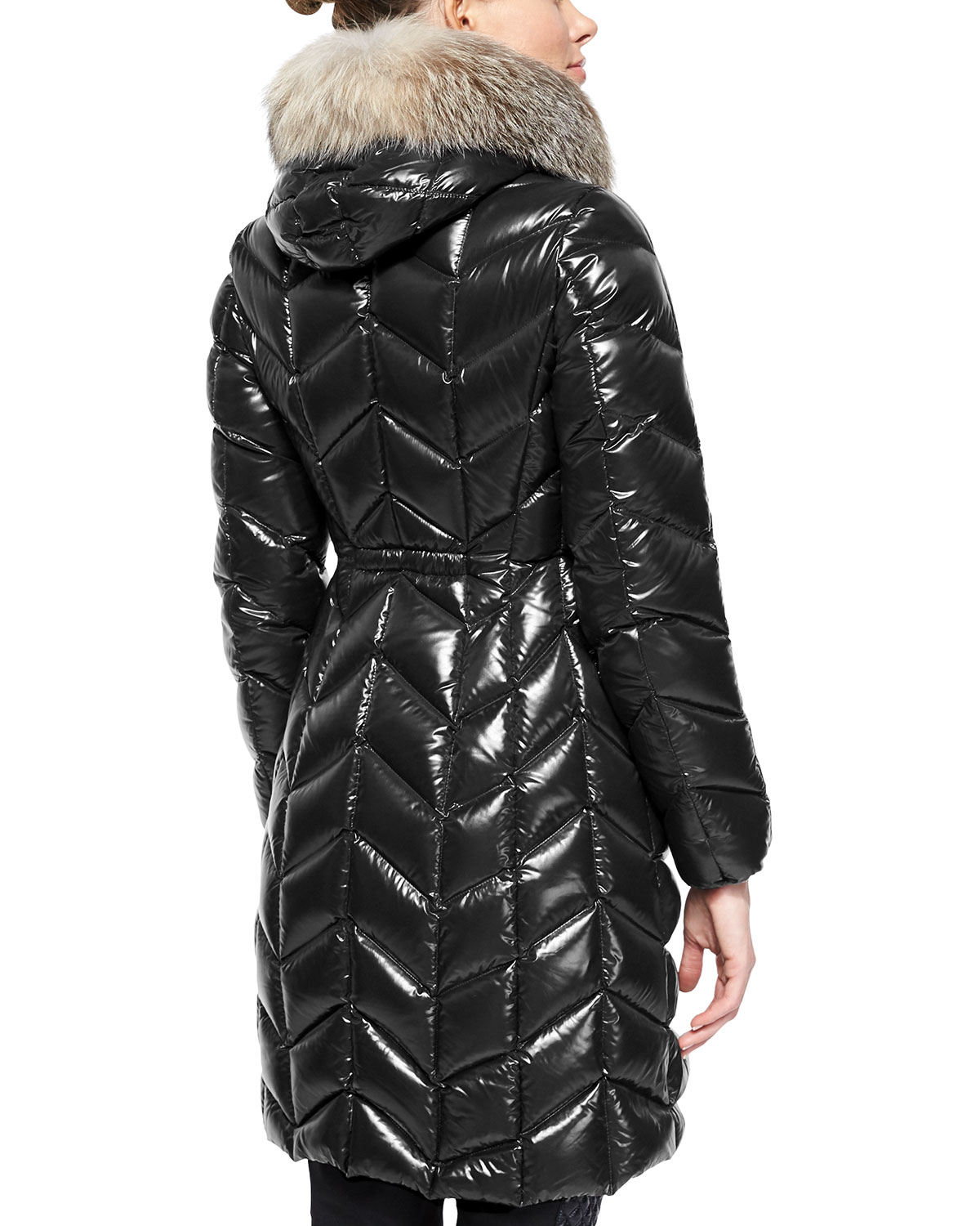 Moncler Bellette Fur-Trim Puffer Coat in Black | Lyst