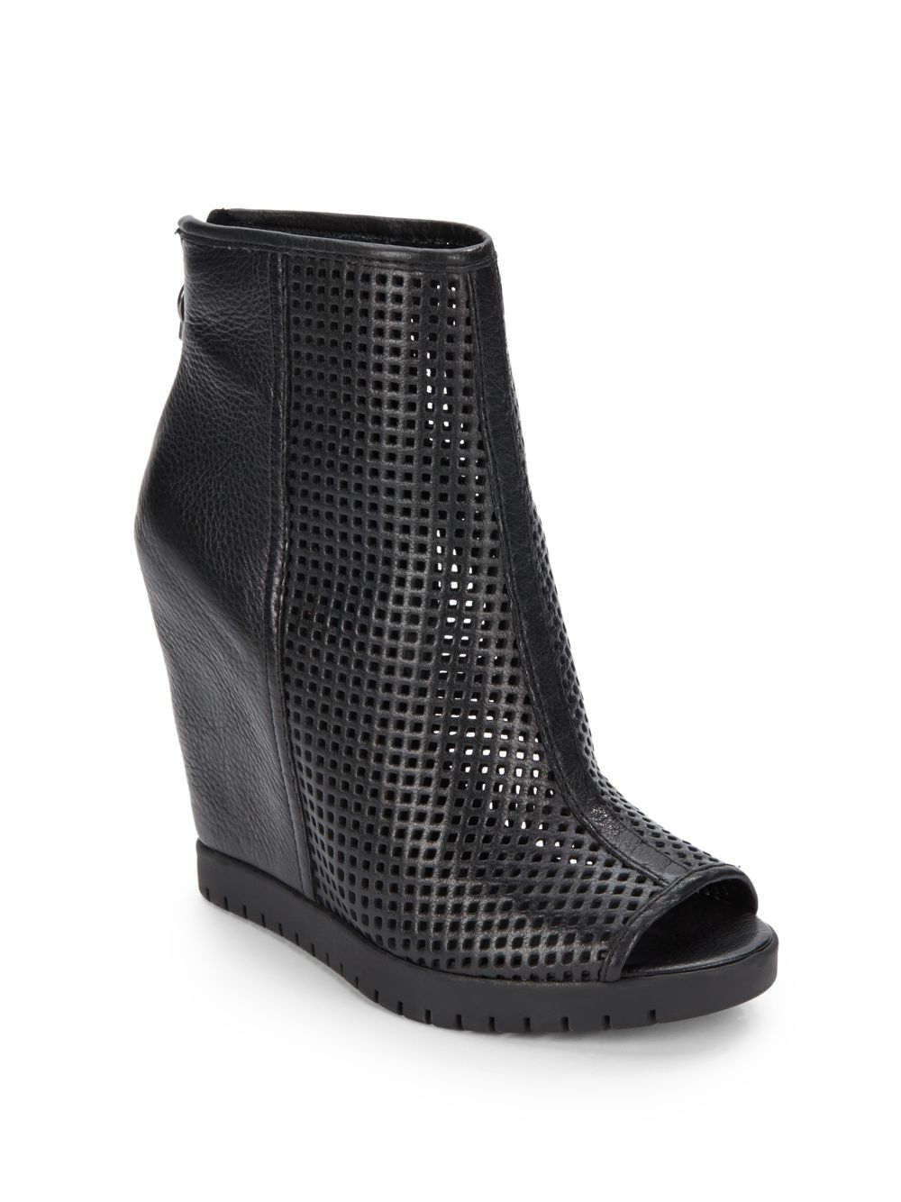 open toe black ankle boots