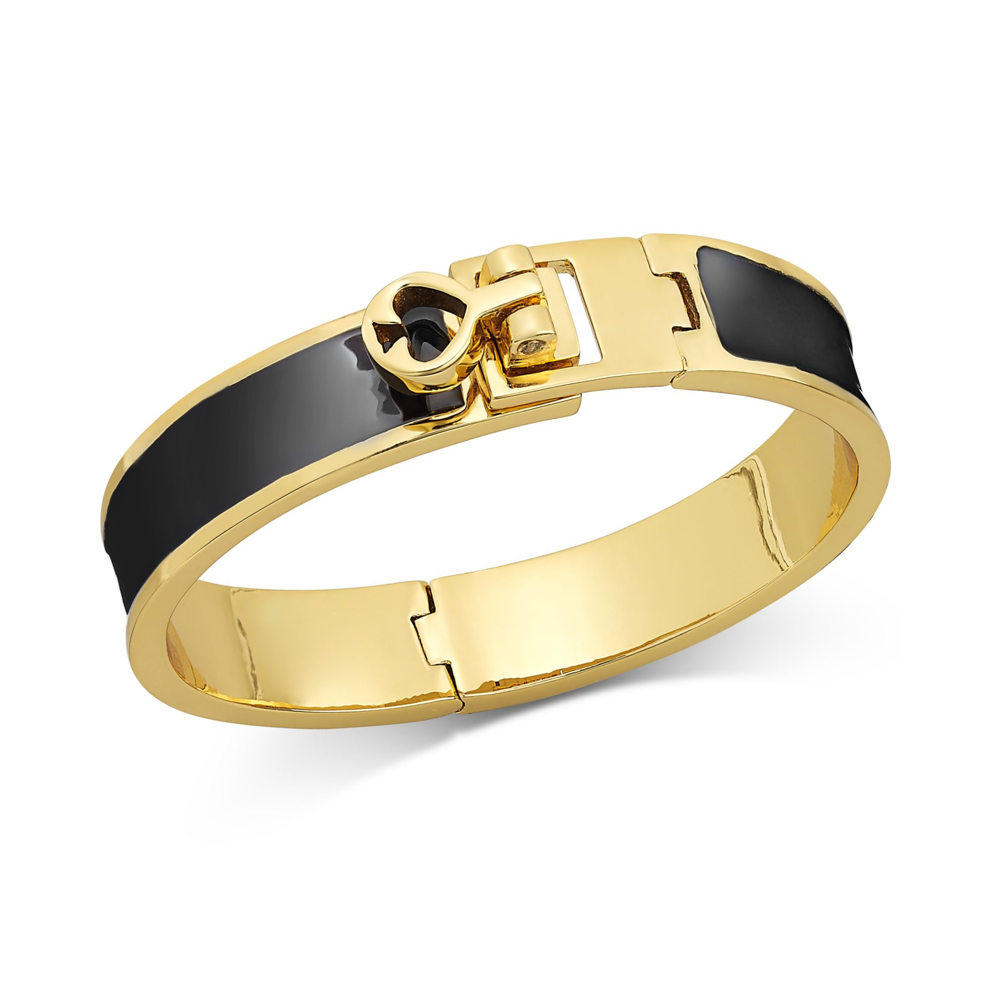 Lyst Kate Spade New York Goldtone Black Thin Turnlock Bangle Gallery