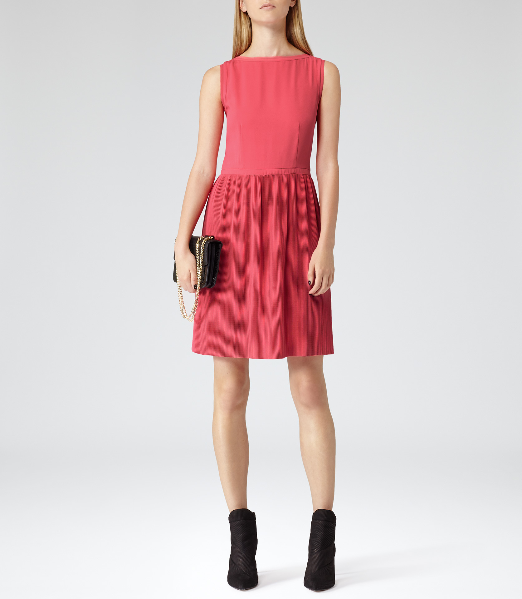 Lyst - Reiss Copper Fluid Pleated Dress in Pink