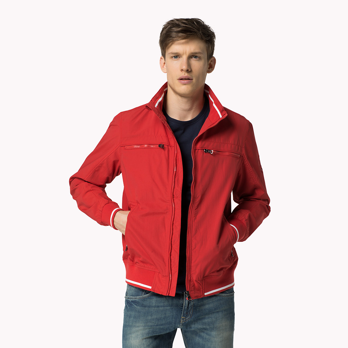 tommy hilfiger red bomber jacket mens