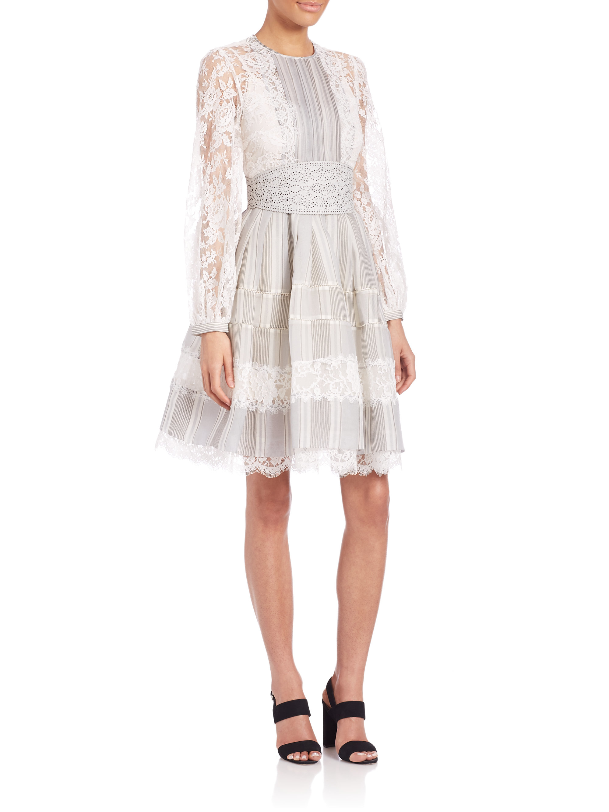 Lyst Zimmermann Havoc Ticking Lace Dress In White Gallery