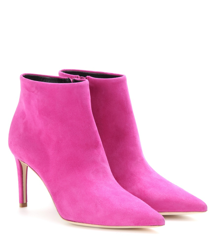 Balenciaga Suede Ankle Boots in Pink - Lyst