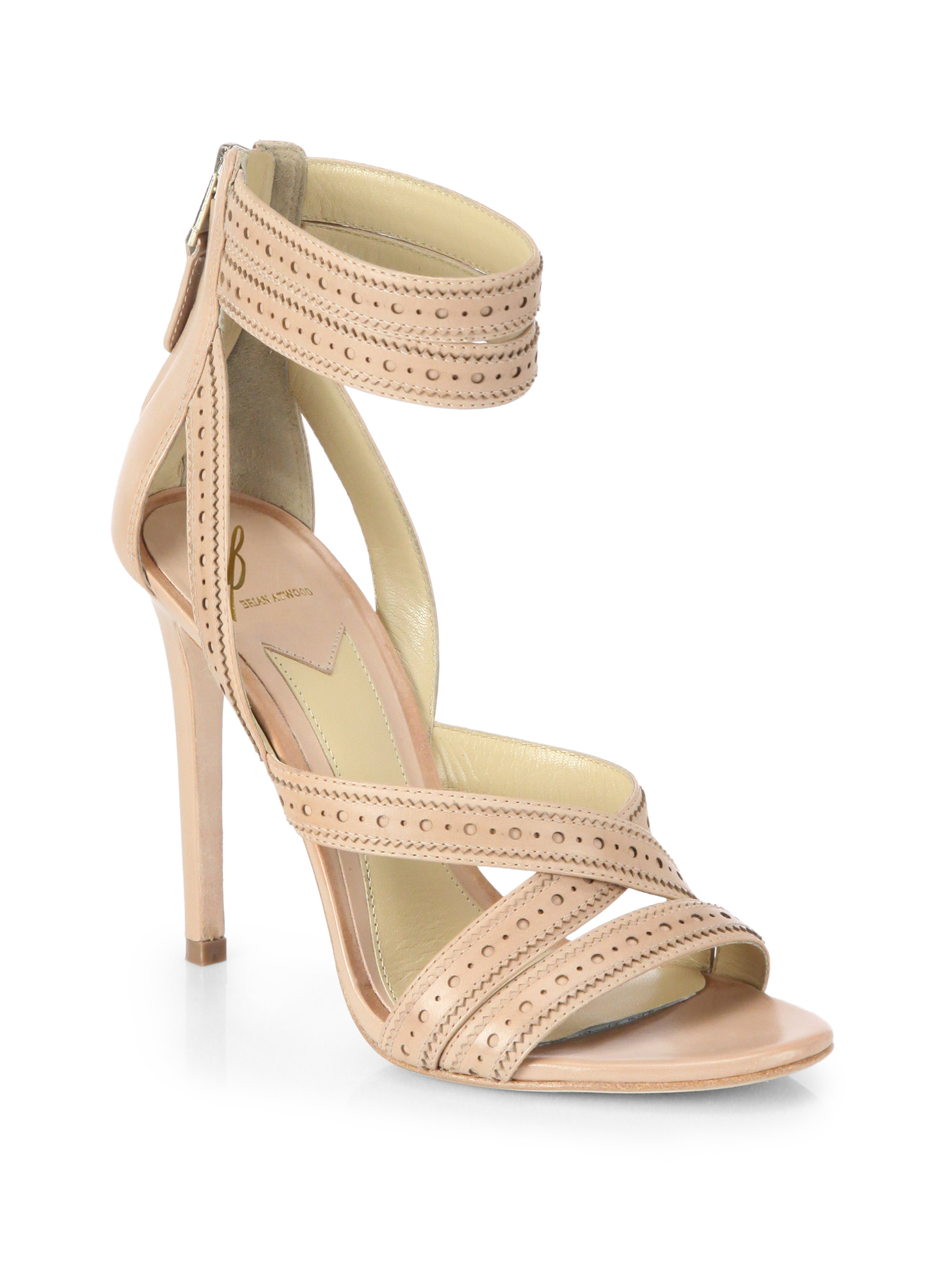 B Brian Atwood Lucila Anklestrap Leather Sandals in Pink (LIGHT BLUSH ...