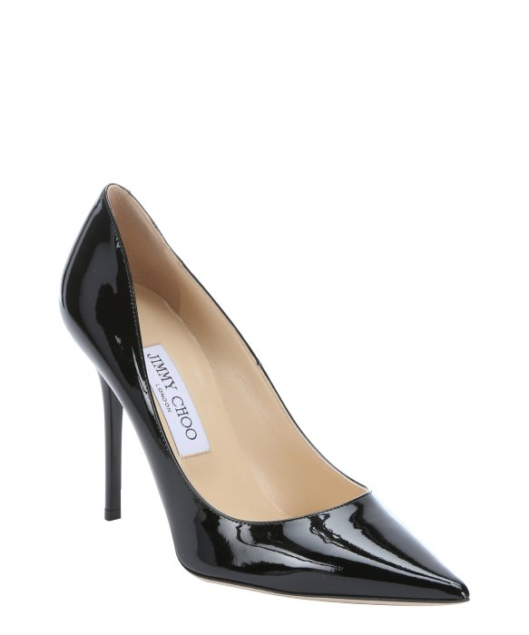 Jimmy Choo Black Patent Leather 'Abel' Pointed Toe Pumps in Black | Lyst