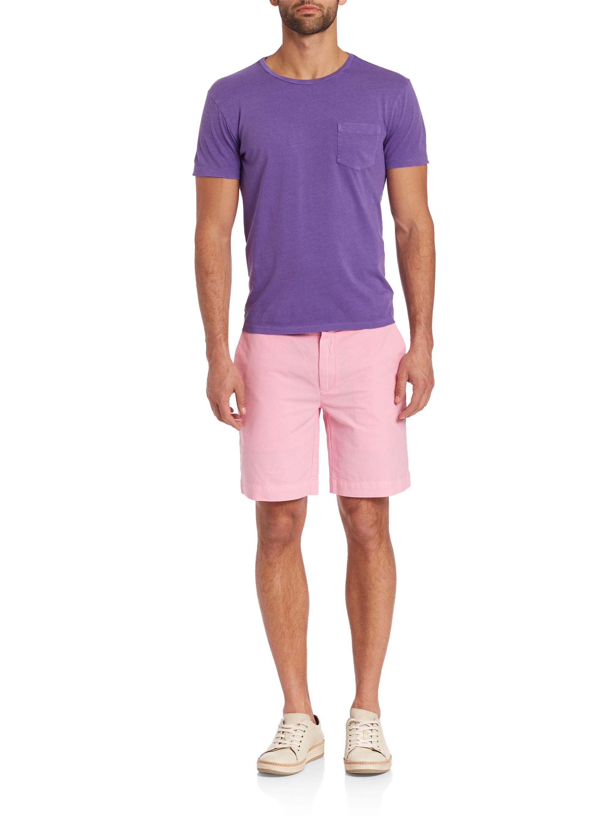 Polo Ralph Lauren Solid Classic-fit Shorts in Pink for Men - Lyst
