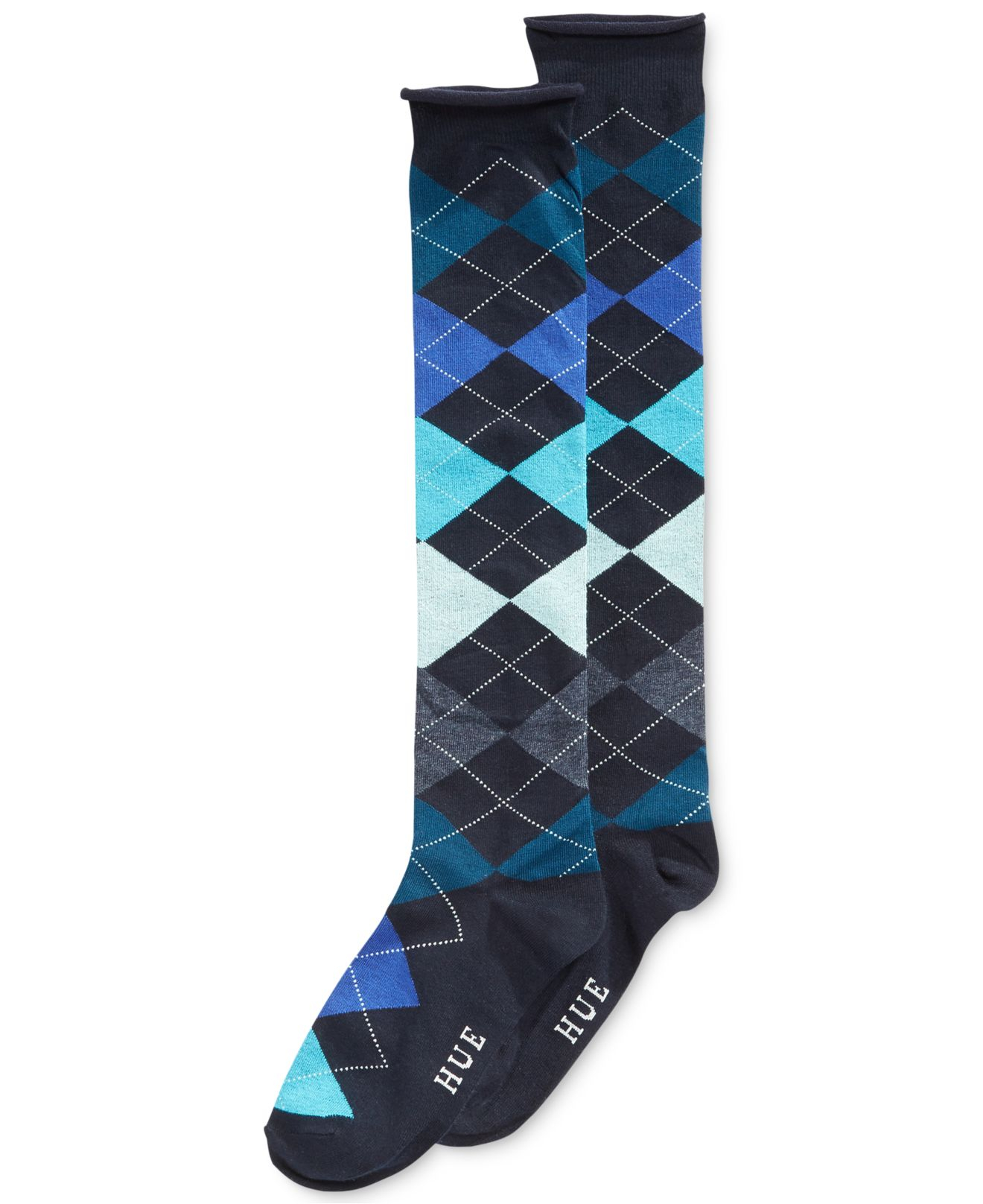 Hue Women's Argyle Knee Socks in Blue | Lyst