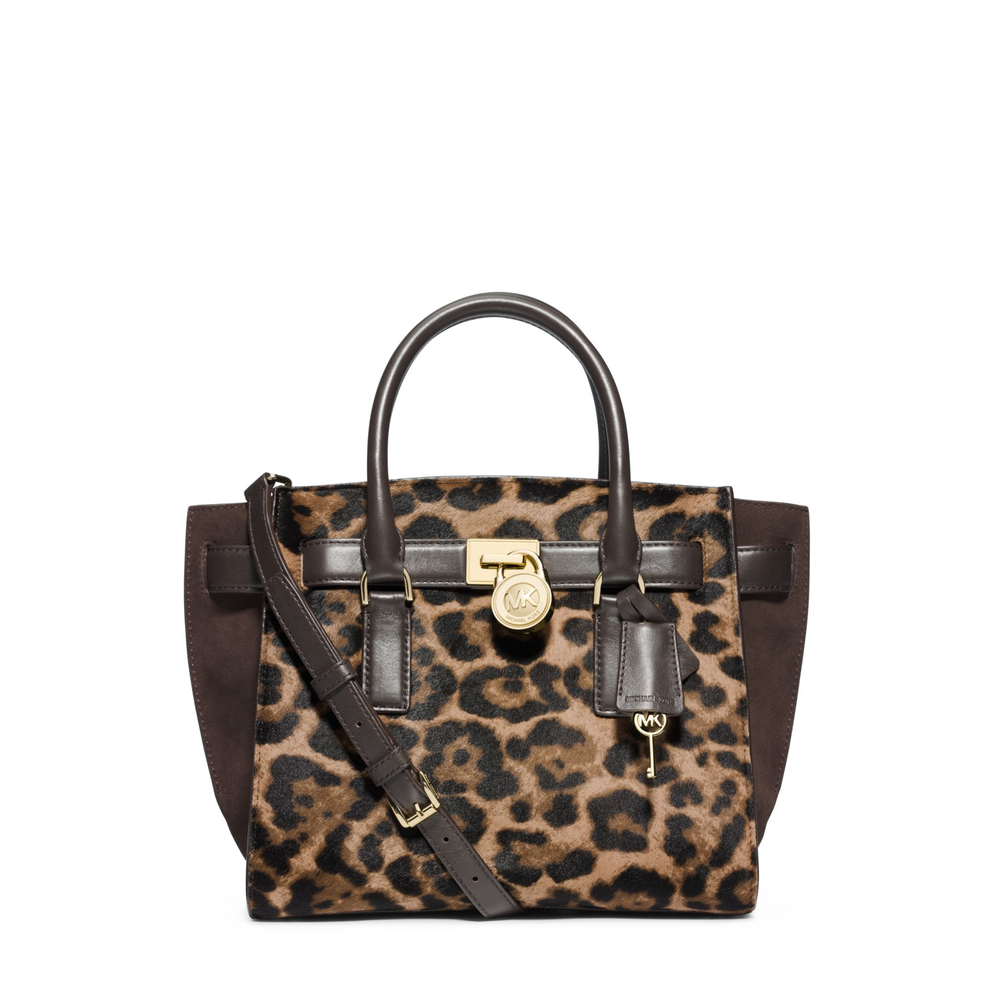 Lyst Michael Kors Hamilton Traveler Leopard Hair Calf Medium Satchel Gallery