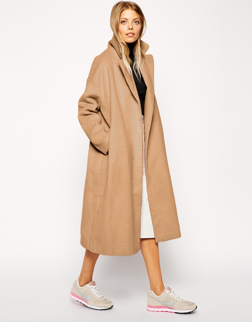 Asos Coat In Relaxed Oversized Fit in Natural | Lyst