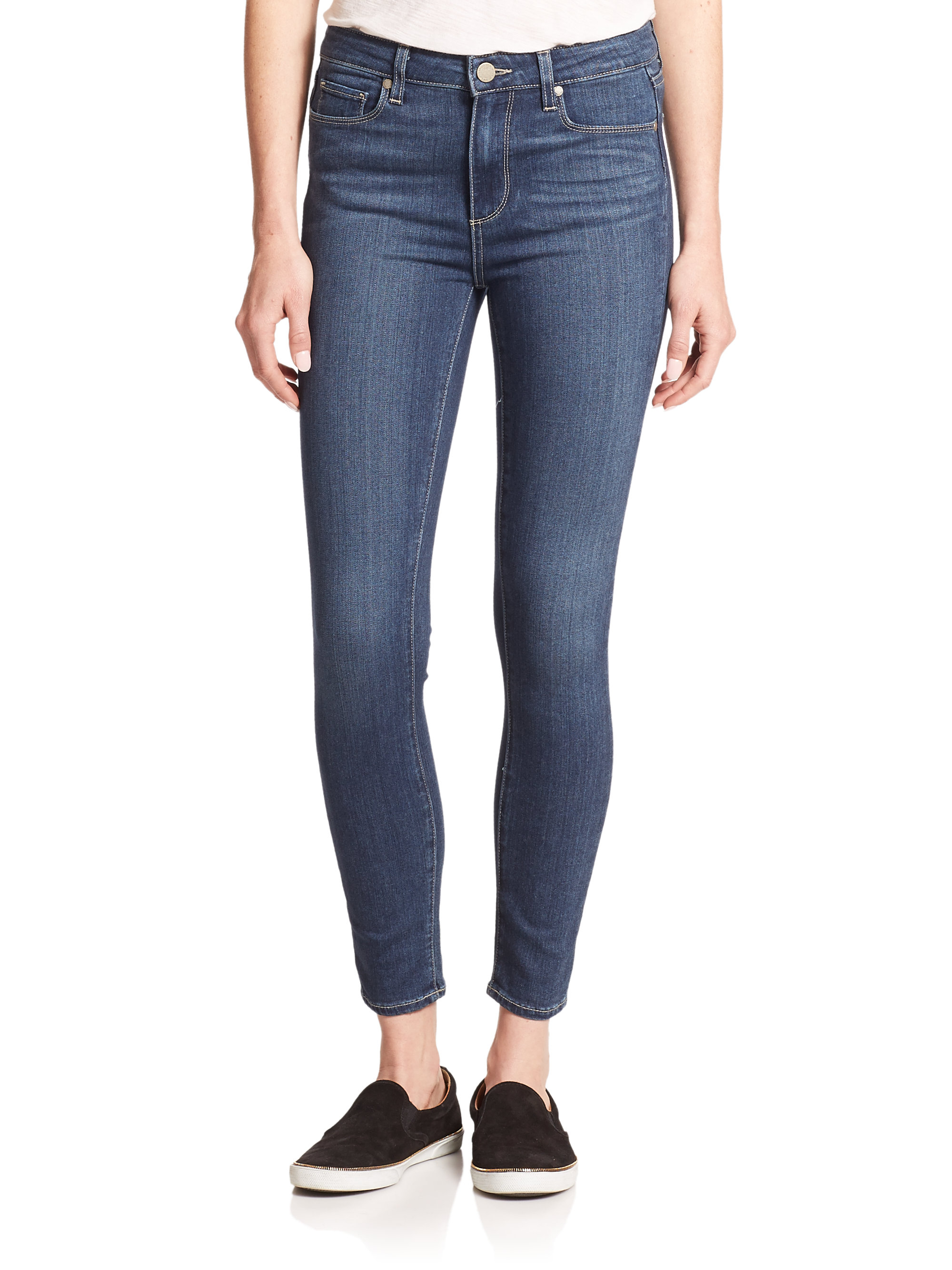 Lyst - Paige Hoxton High-Waisted Skinny Ankle Jeans in Blue