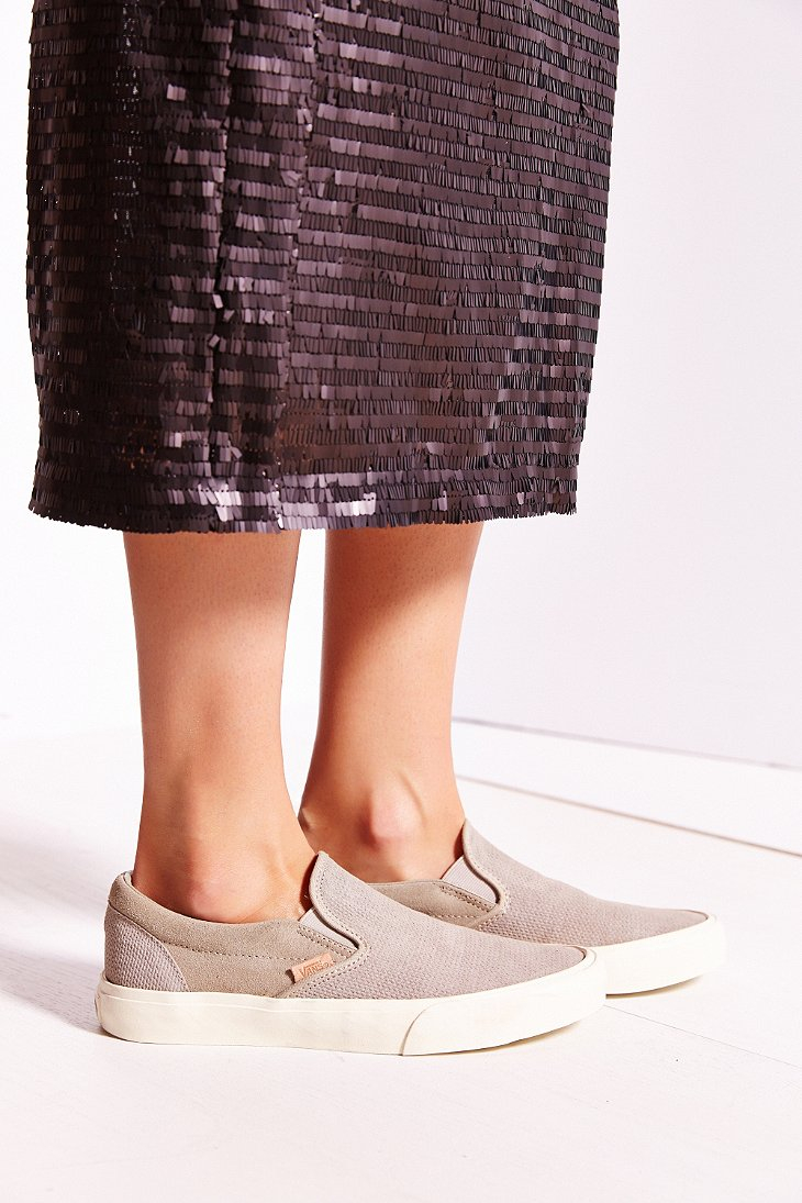 Lyst - Vans Classic Knit Suede Slip-on Women's Sneaker in Gray