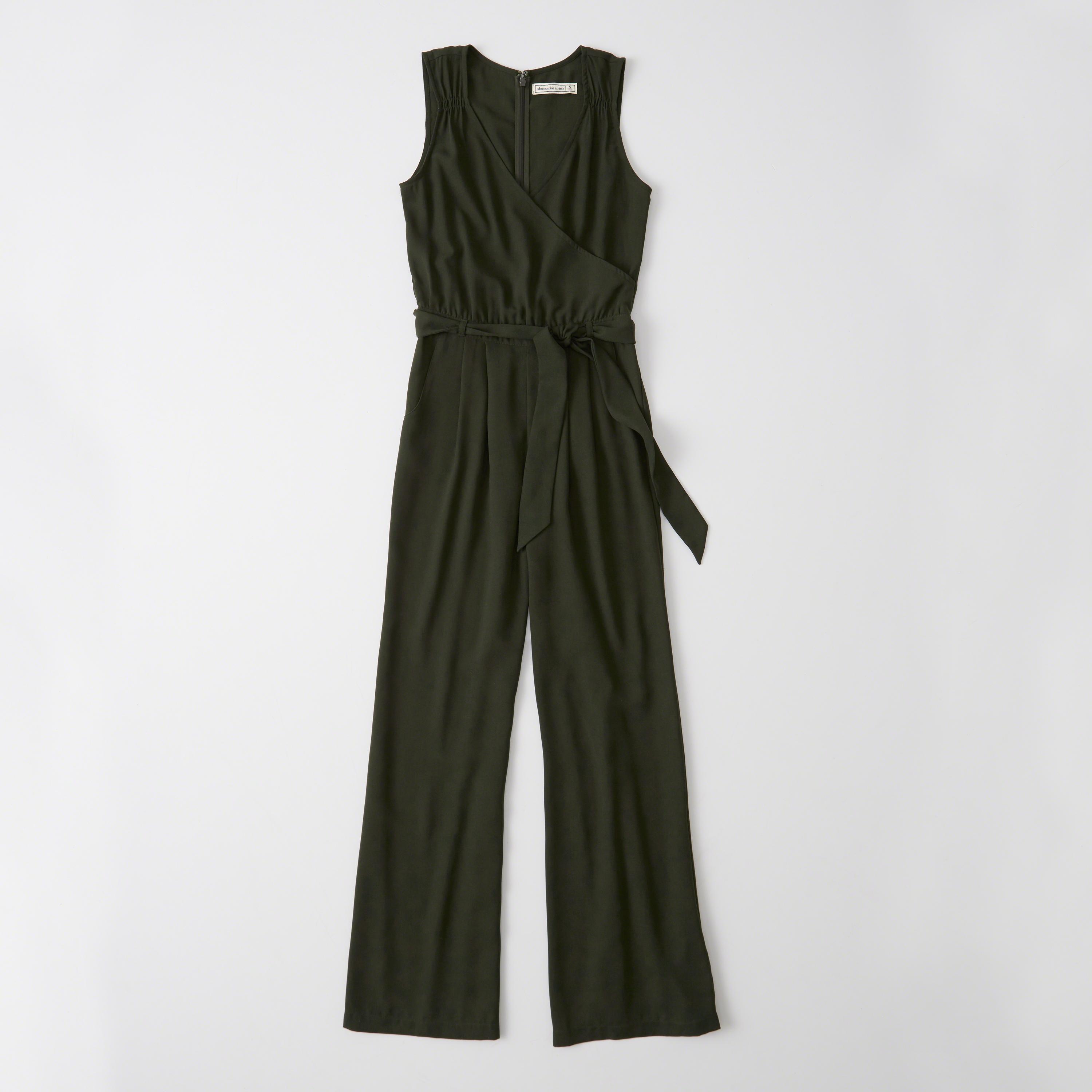 Lyst - Abercrombie & Fitch Wrap Jumpsuit in Green