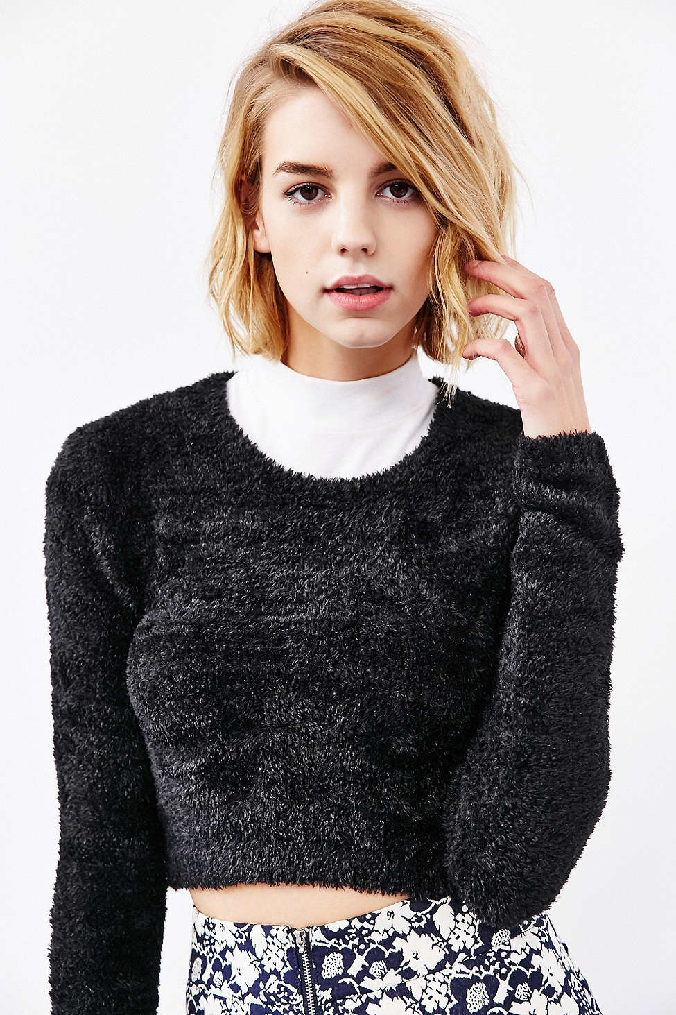 fuzzy sweater crop top