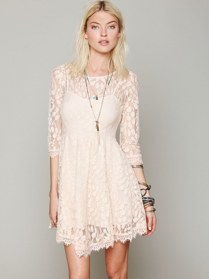 Free People Floral Mesh Lace Dress in White - Lyst
