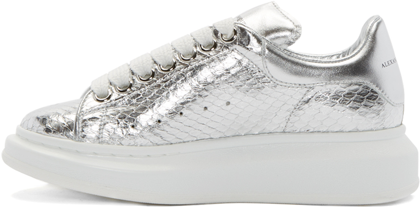 Lyst - Alexander Mcqueen Silver Snakeskin Sneakers in Metallic