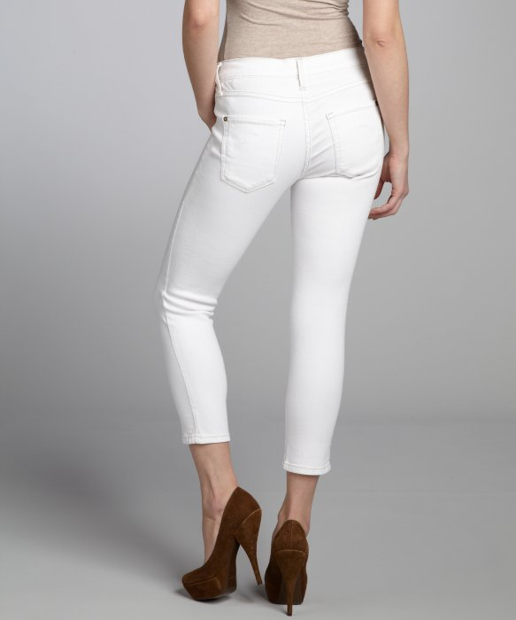 James jeans White Coated Stretch Denim Twiggy Cropped Skinny Jeans ...