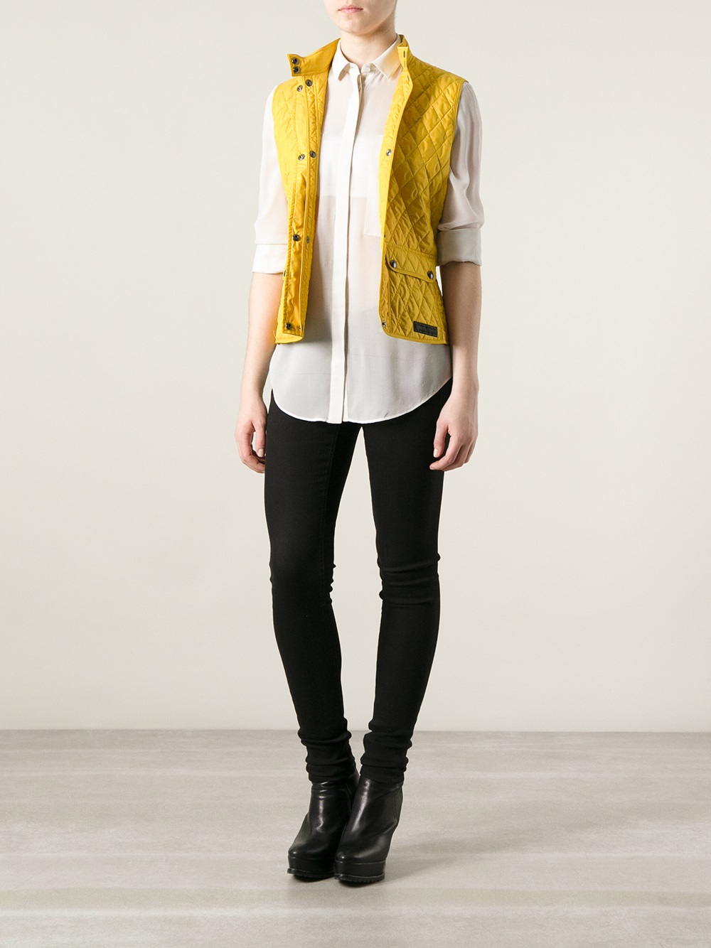 Lyst Belstaff Quilted Gilet in Yellow