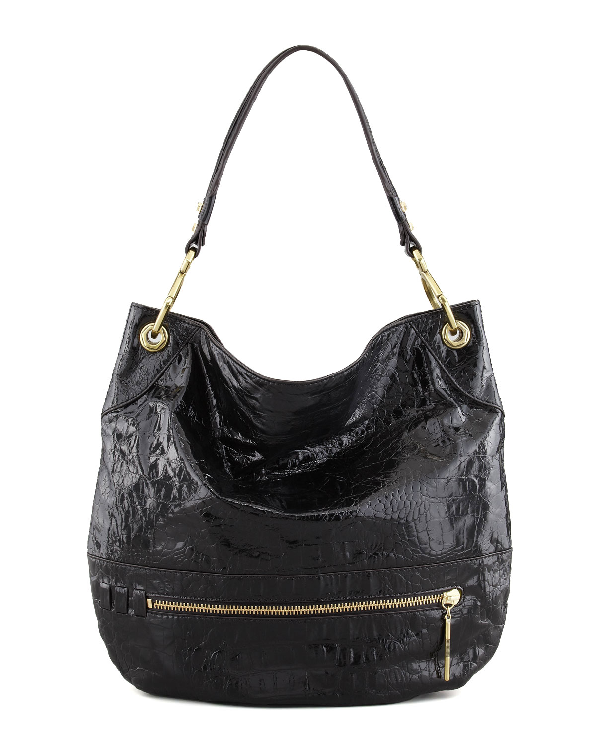 Lyst Oryany Lucy Crocodileembossed Hobo Bag in Black