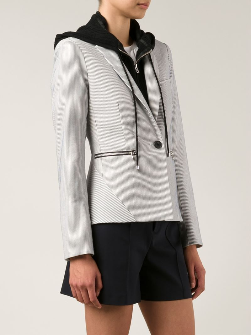 Veronica Beard BuiltIn Hoodie Blazer in White Lyst