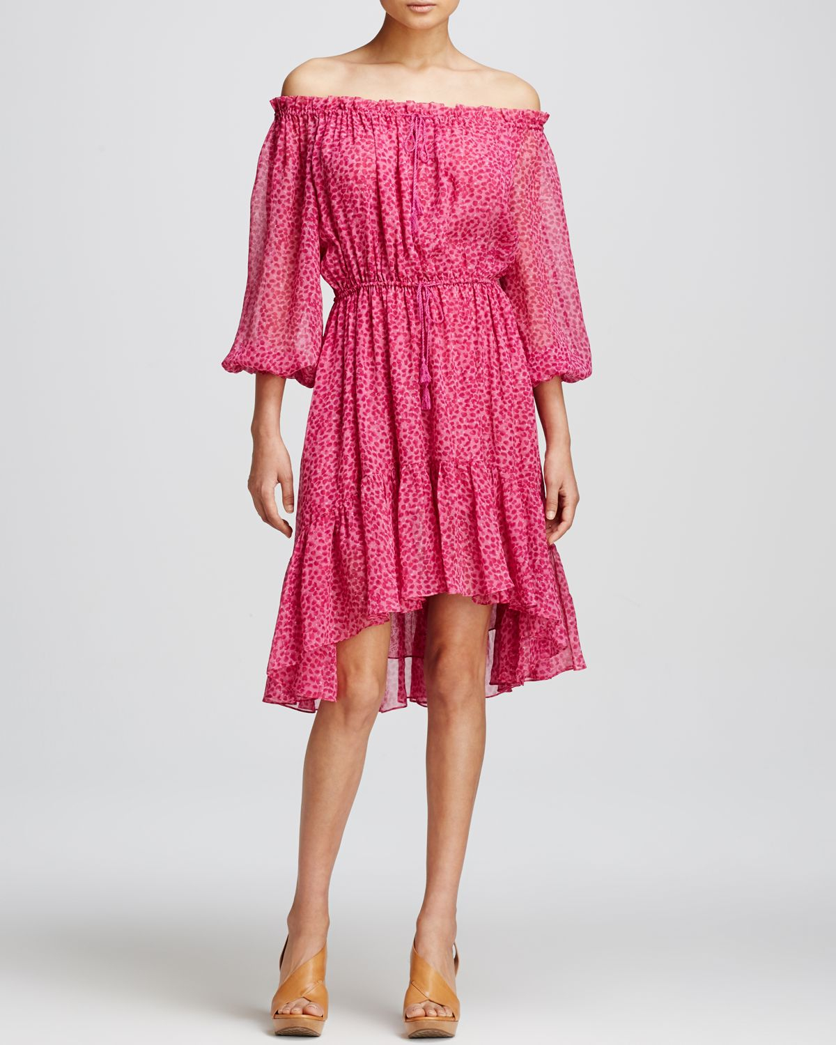 Lyst - Diane Von Furstenberg Camila Off Shoulder Dress in Pink