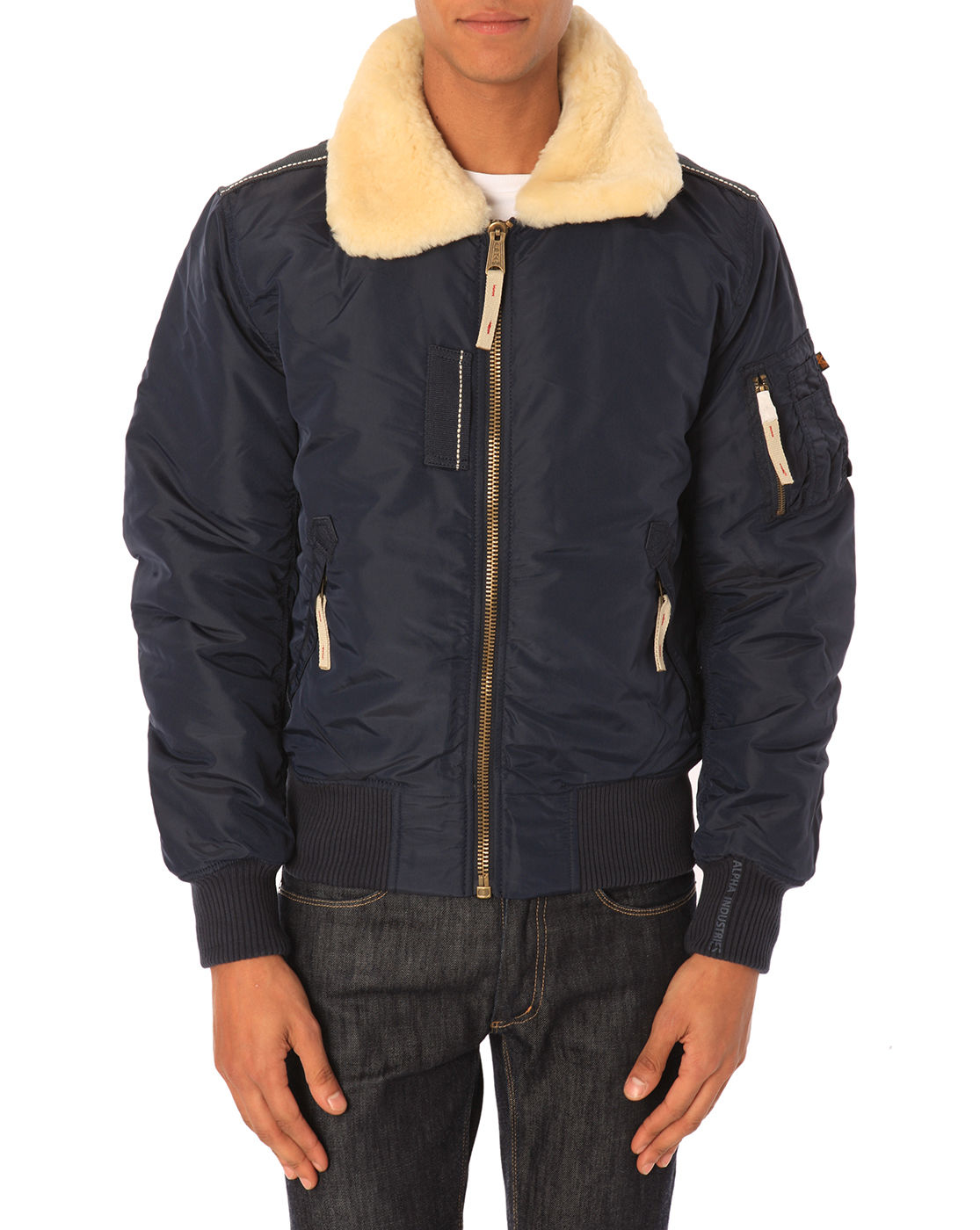 Alpha industries Navy iBomberi iJacketi iFuri iCollari in Blue for 