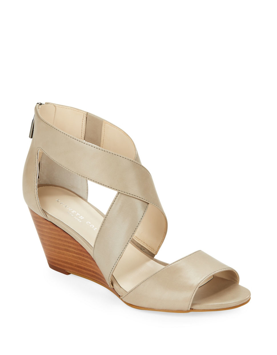 Lyst Cole Drina Stacked Wedge Sandals in Gray