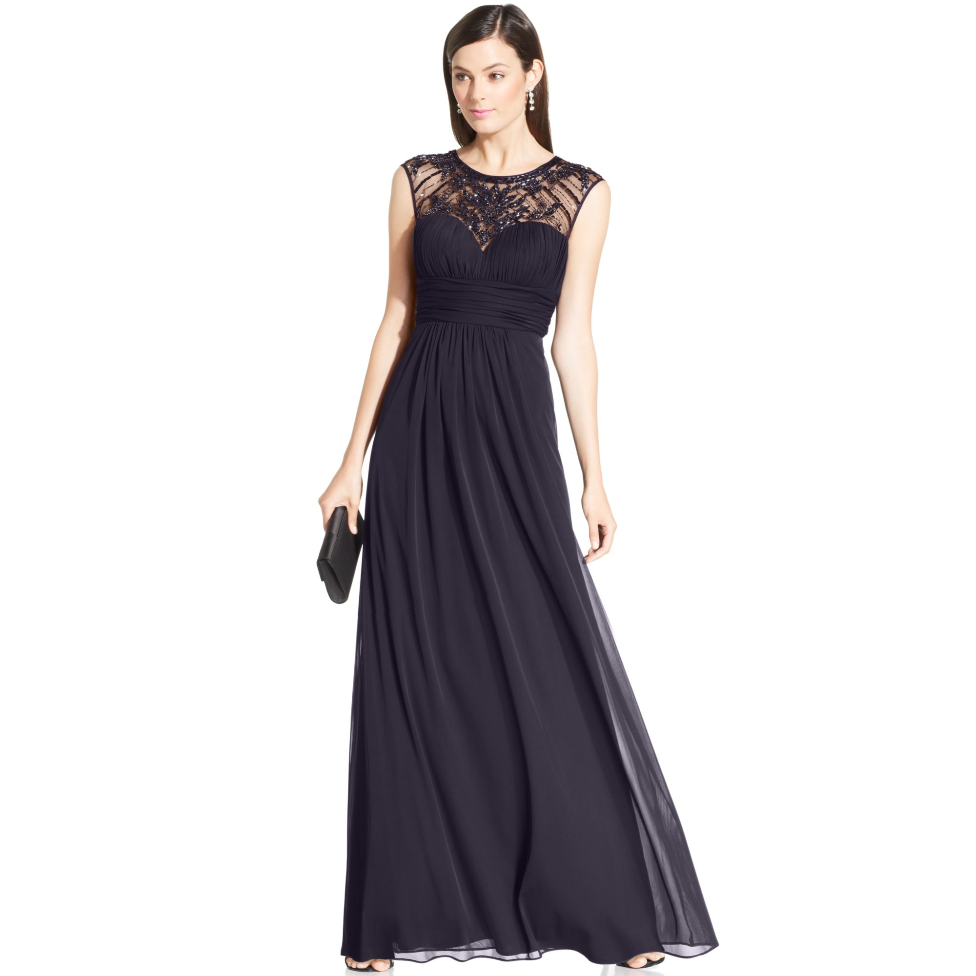 grey embellished gown