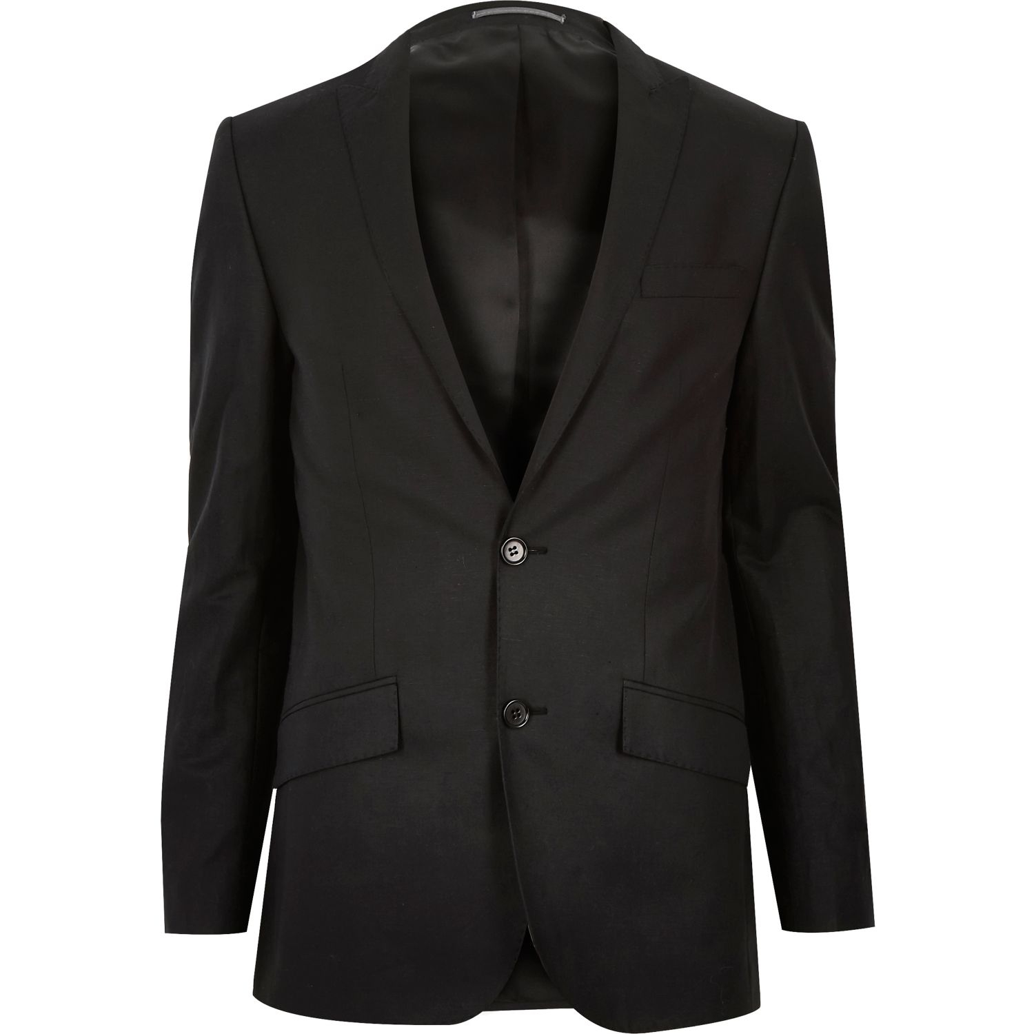 River island Black Linen-blend Skinny Suit Jacket in Black for Men | Lyst