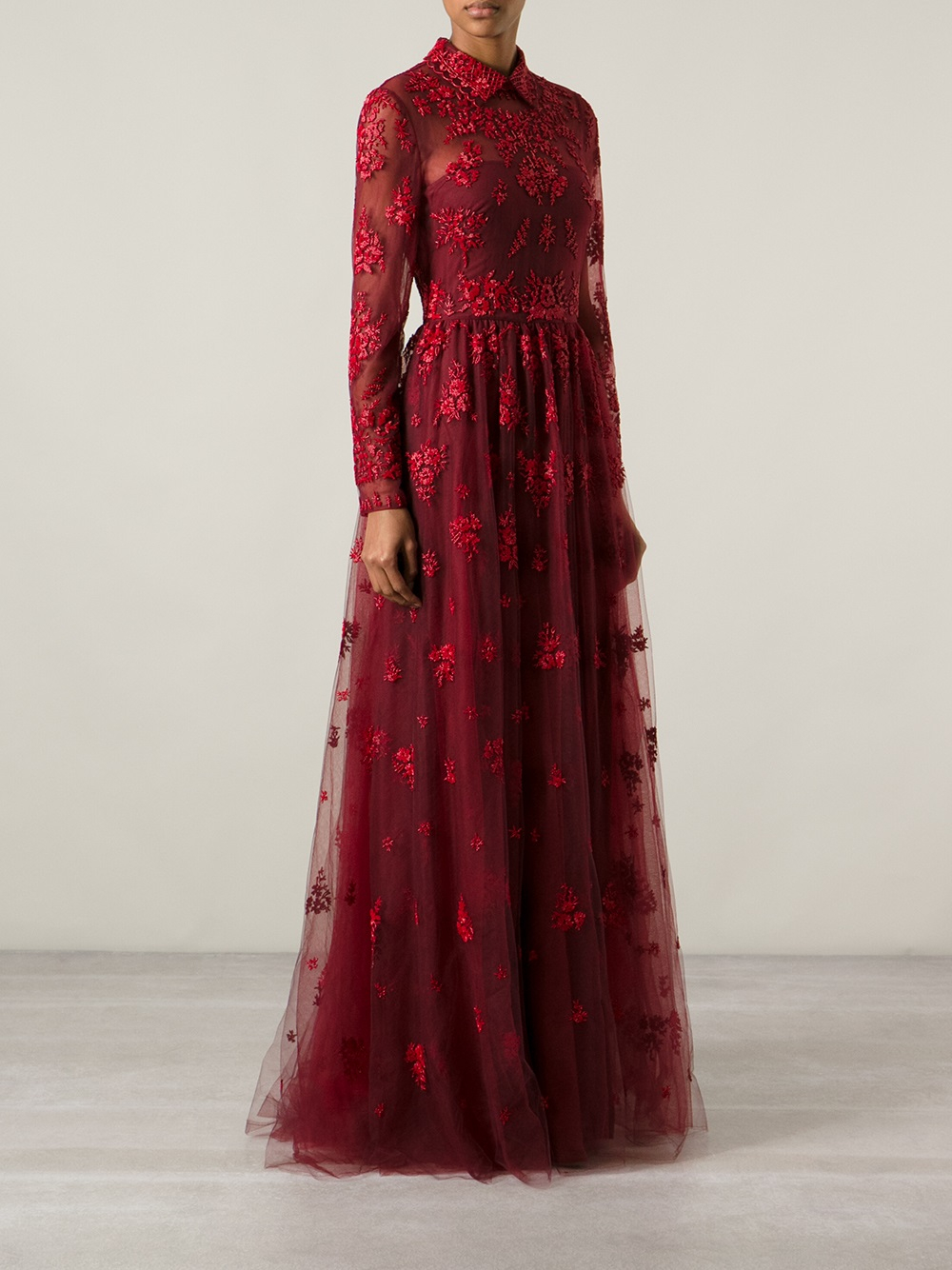 Valentino Beaded Evening Dress in Red | Lyst