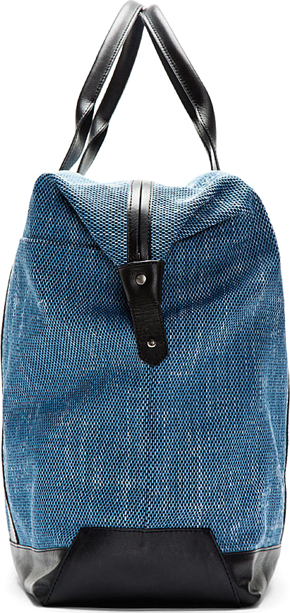 Orlebar brown Blue Leather-Trimmed Taylor Tote Bag in Blue for Men | Lyst