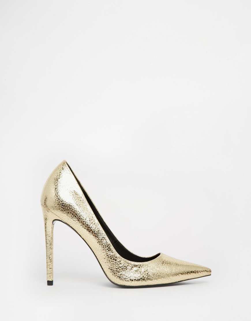 Lyst - Asos Platinum Pointed High Heels in Metallic