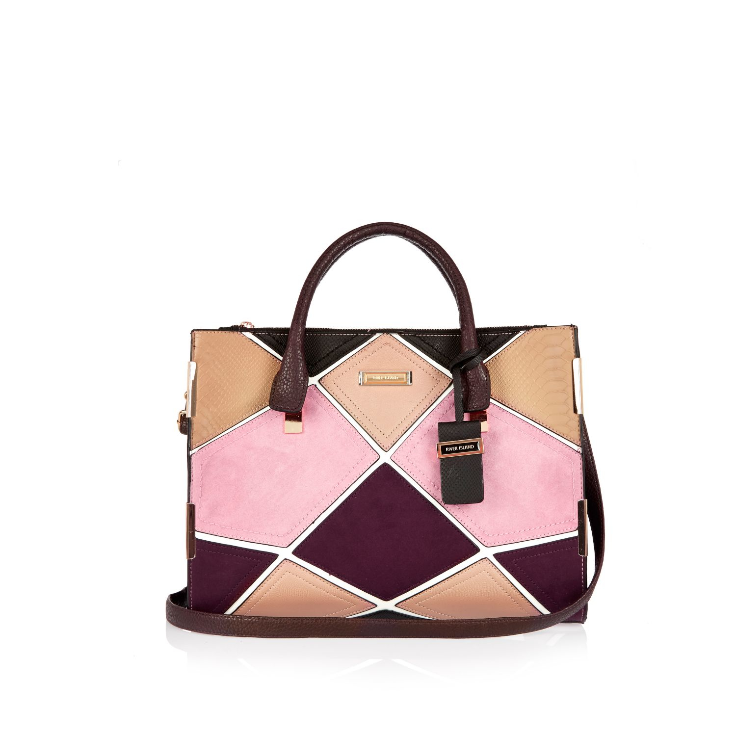 River Island Beige Patchwork Tote Handbag In Natural Lyst Gallery