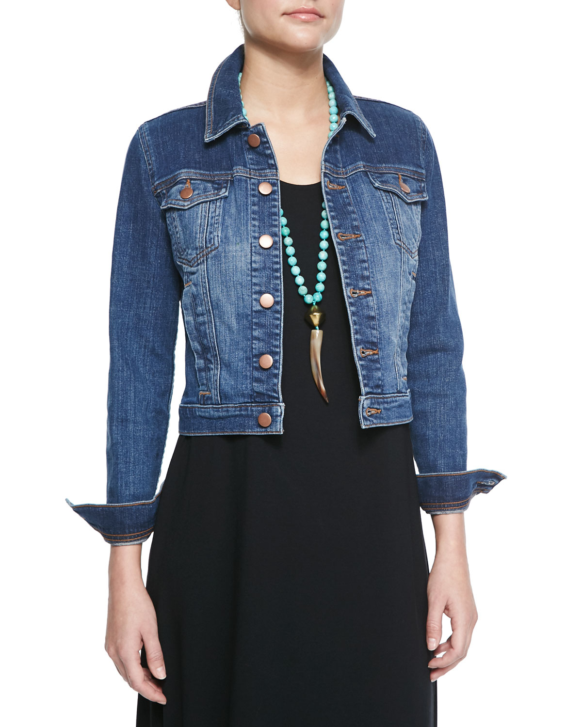 Eileen fisher Denim Cropped Jacket Floor length Jersey 