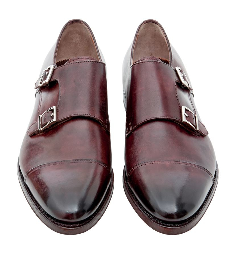 Santoni Double Buckle Monk Shoe in Brown for Men | Lyst