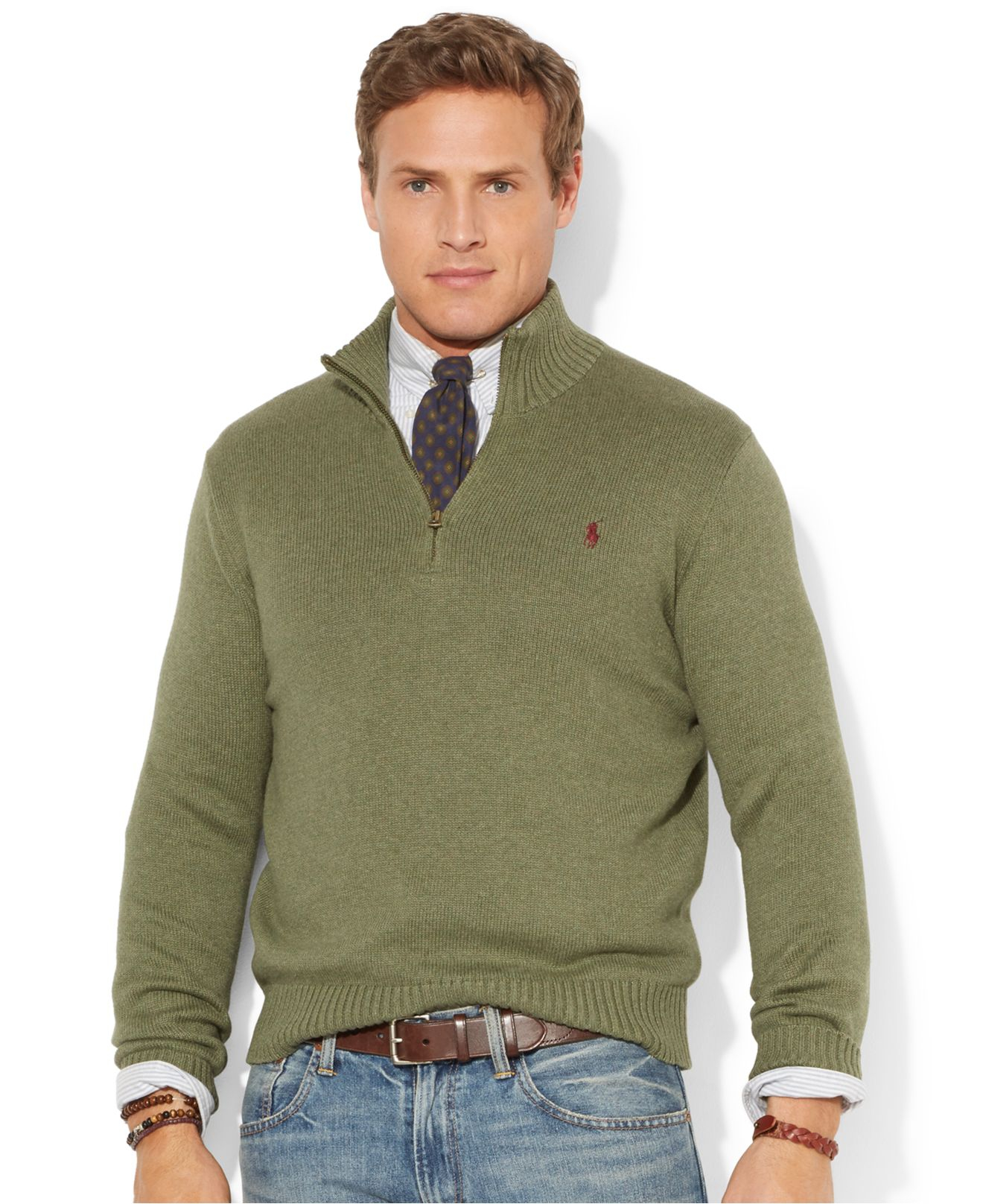 Polo Ralph Lauren Big And Tall Half-Zip Mockneck Sweater in Green for ...