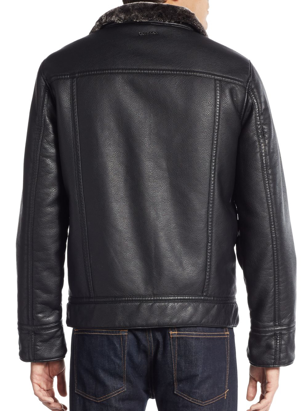 Lyst - Calvin Klein Pebbled Faux Leather Jacket in Black for Men